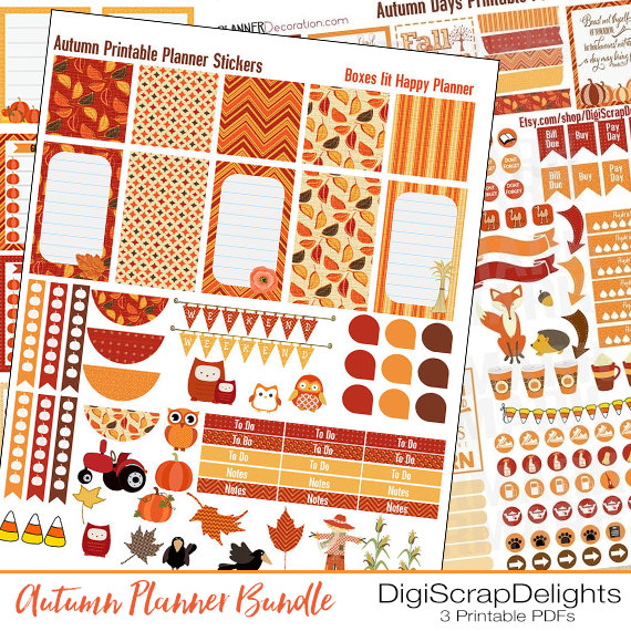 Autumn Vibes Printable Cut Files Pritnable Planner Stickers Autumn Printables Happy Planner Autumn Weekly Fall Weekly