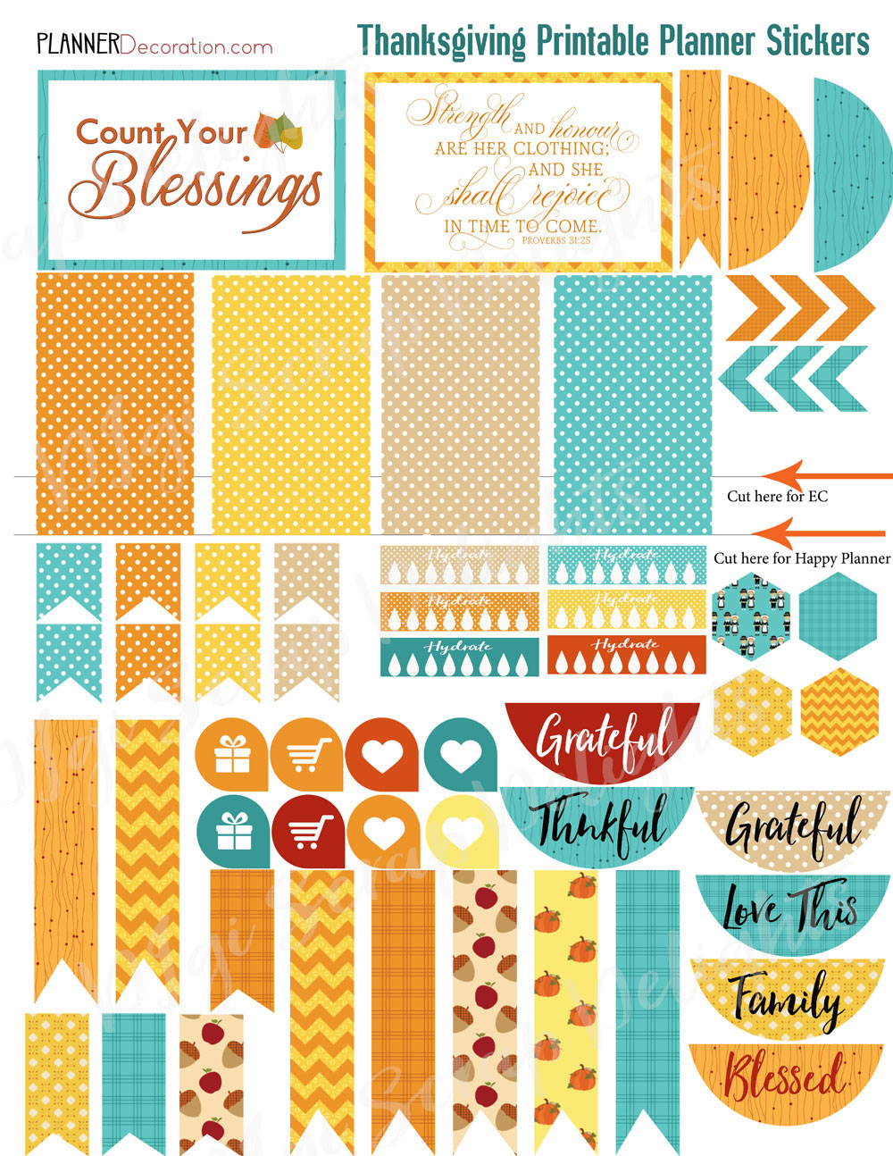 FREEBIE Printable Planner Stickers with Bible Verses for any size planner and 50% Off Thanksgiving Bundle.#Planneraddict #Plannerlove #Biblejournaling