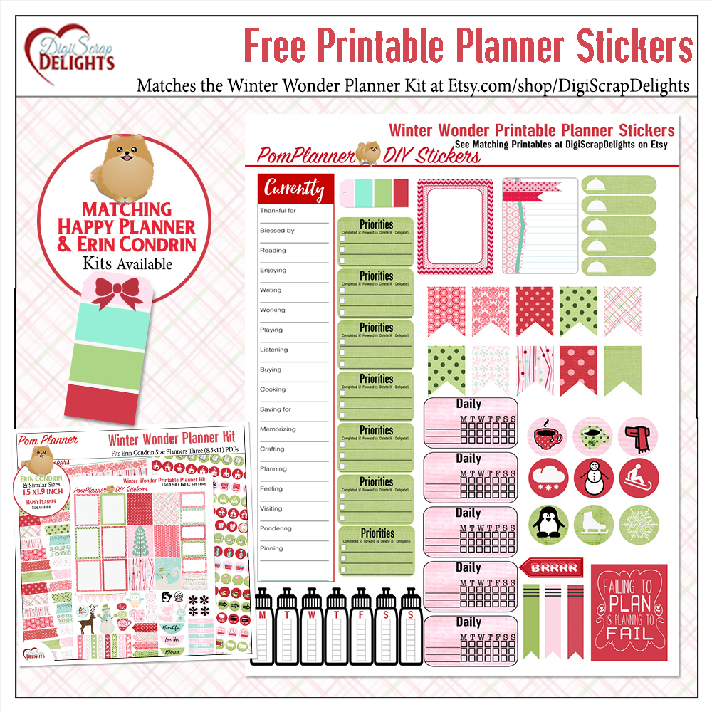 Free Printable Winter Planner Stickers #freebie #winter #merrychristmas #christmas #plannerlove #planneraddict #plannerfreebies
