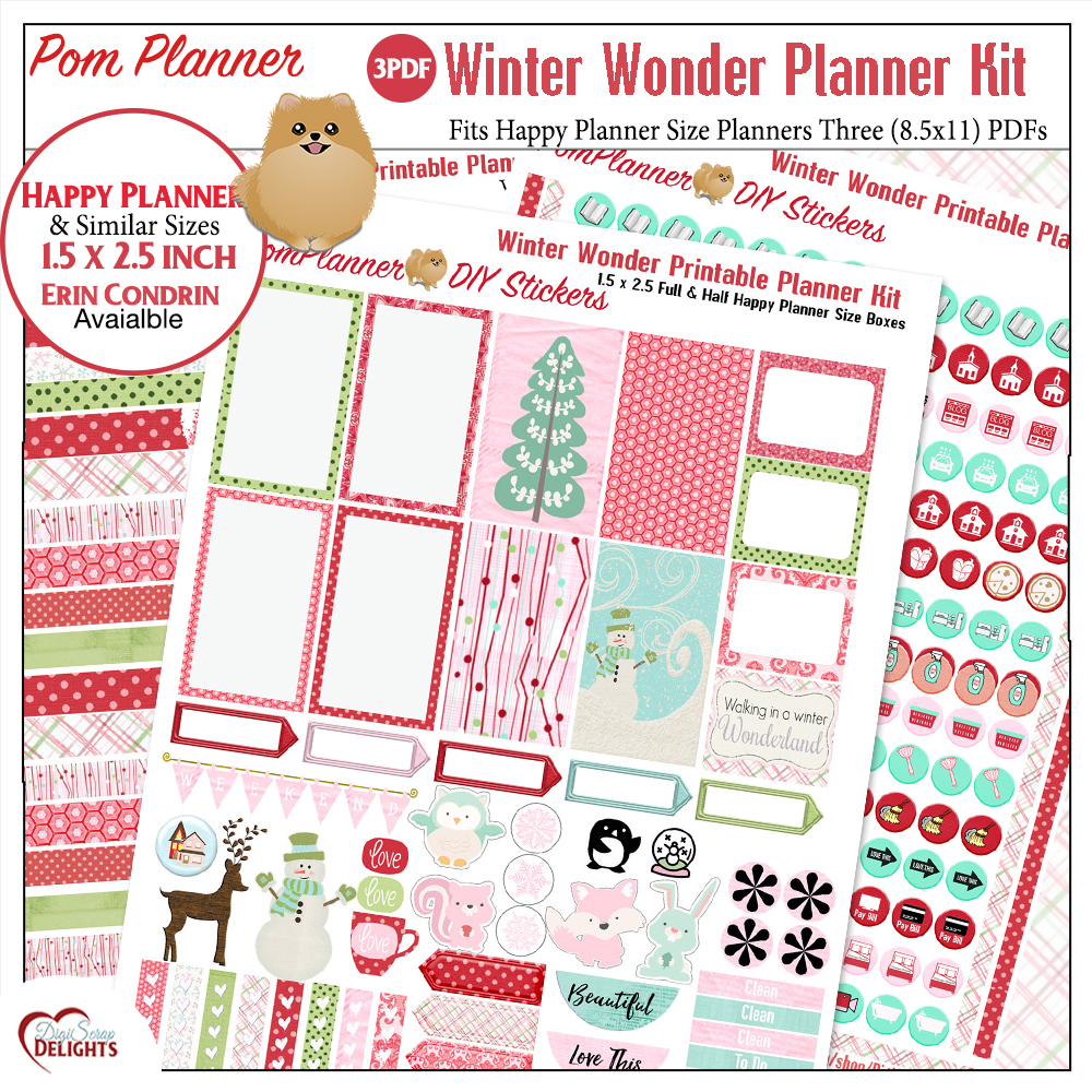Free Printable Winter Planner Stickers #freebie #winter #merrychristmas #christmas #plannerlove #planneraddict #plannerfreebies